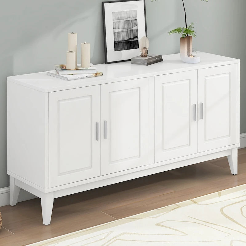 Buffet 4 portes avec étagère pour salon, deux grands placards avec étagère réglable