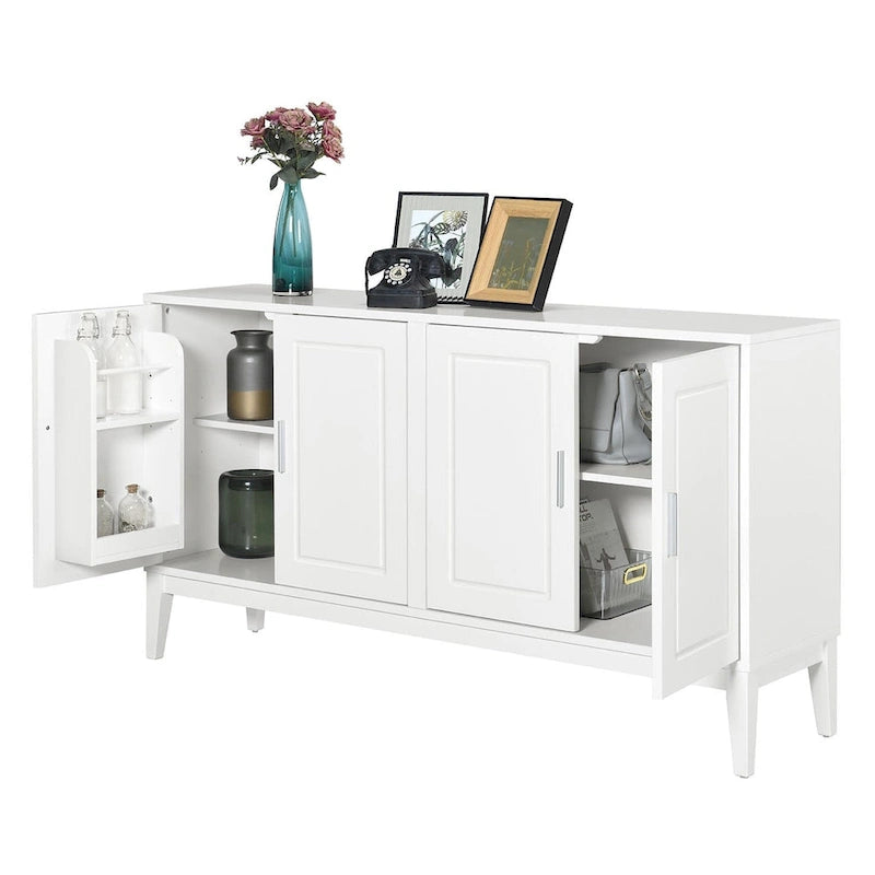 Buffet 4 portes avec étagère pour salon, deux grands placards avec étagère réglable