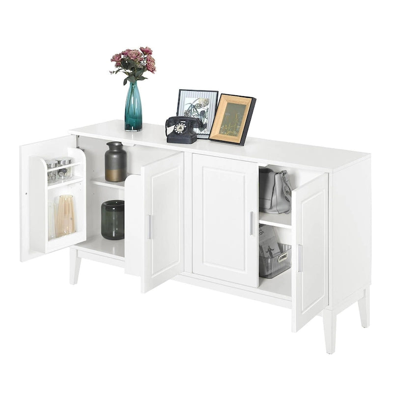 Buffet 4 portes avec étagère pour salon, deux grands placards avec étagère réglable