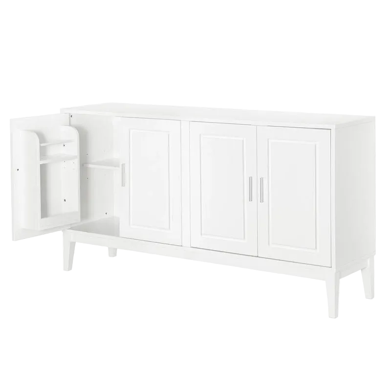 Buffet 4 portes avec étagère pour salon, deux grands placards avec étagère réglable