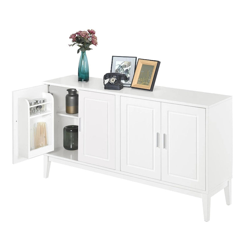 Buffet 4 portes avec étagère pour salon, deux grands placards avec étagère réglable