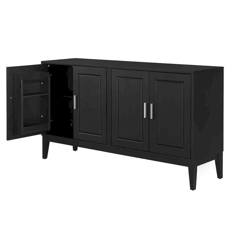 Buffet 4 portes avec étagère pour salon, deux grands placards avec étagère réglable