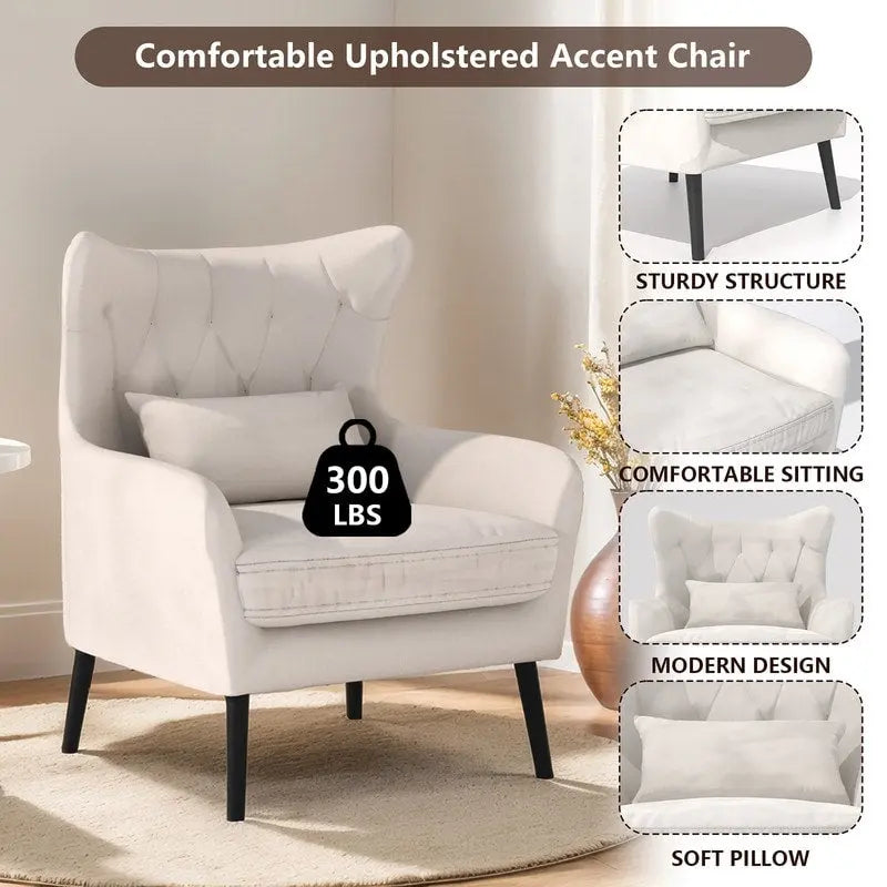 Fauteuil d'appoint en velours avec coussin épais