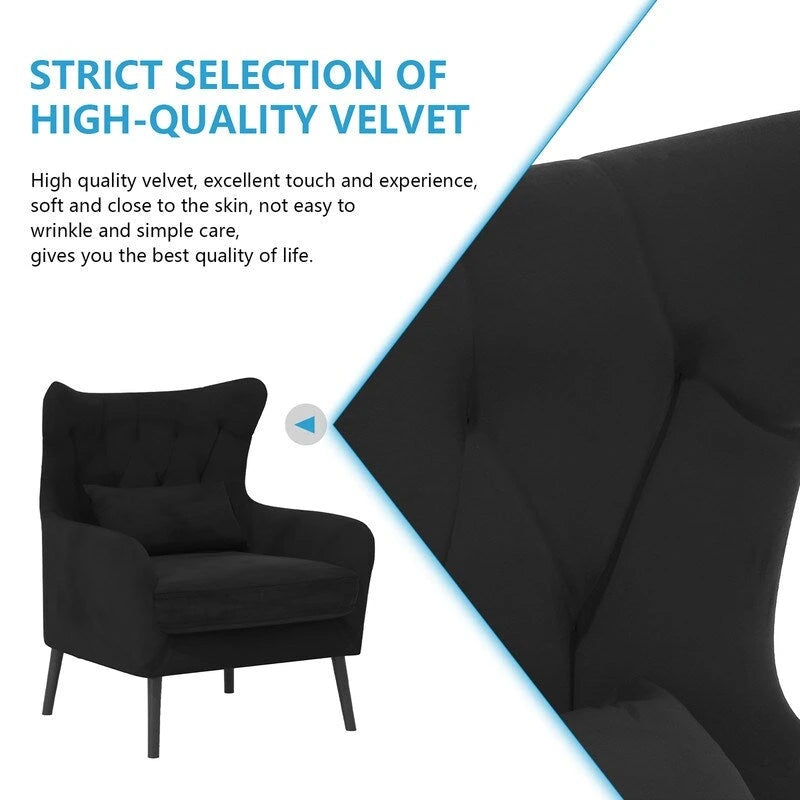 Fauteuil d'appoint en velours avec coussin épais