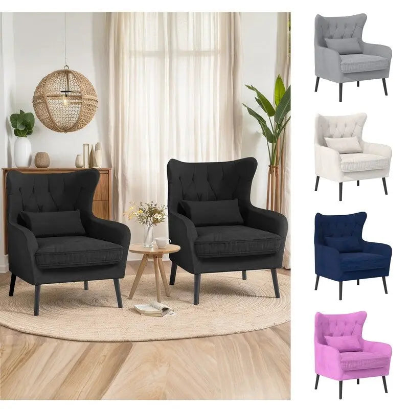 Fauteuil d'appoint en velours avec coussin épais
