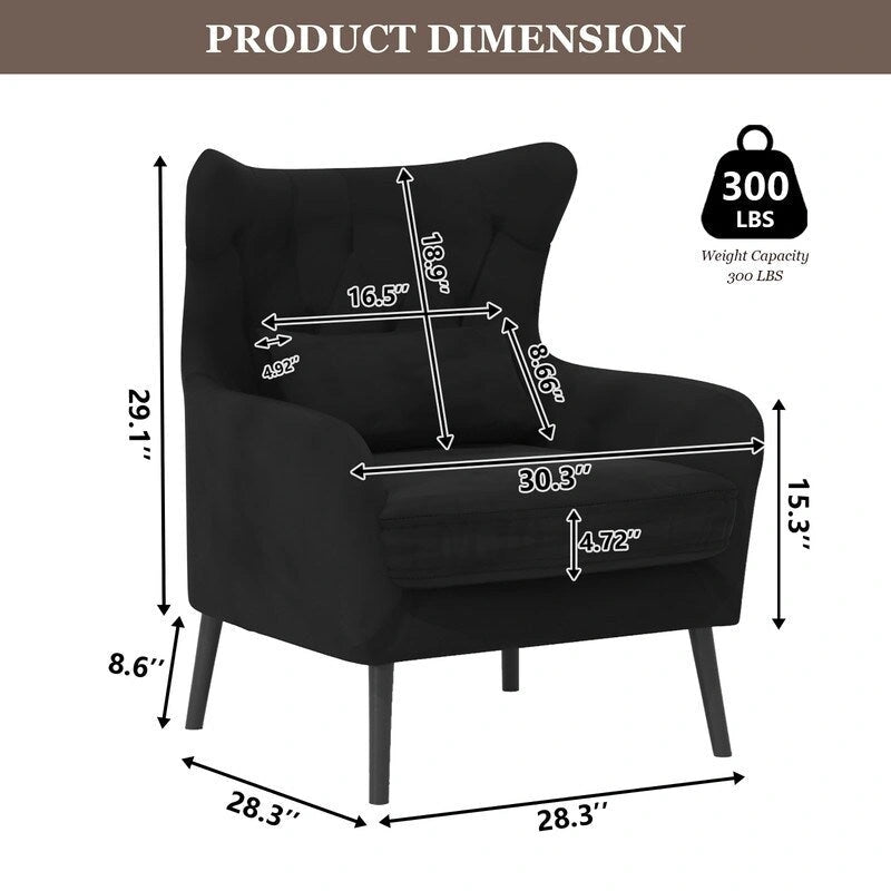 Fauteuil d'appoint en velours avec coussin épais