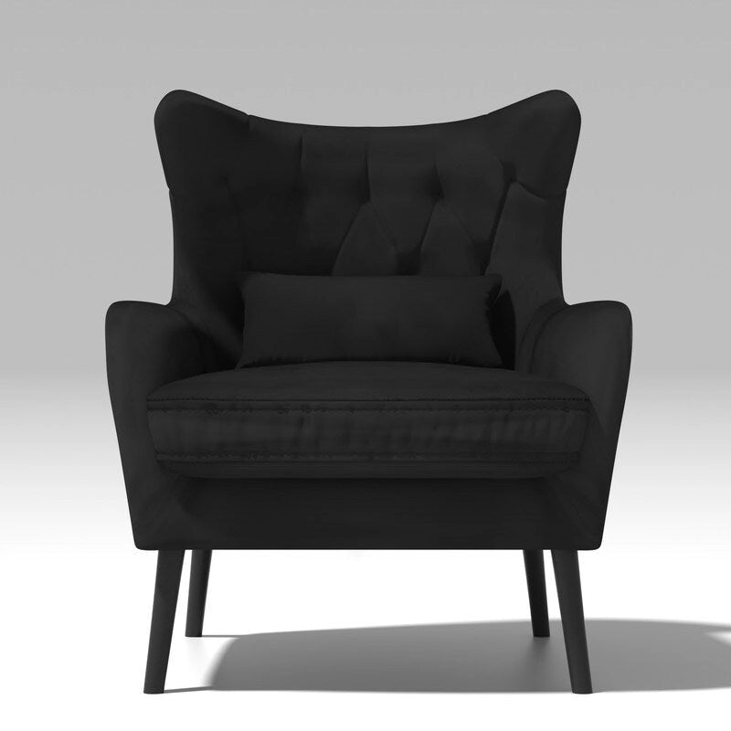 Fauteuil d'appoint en velours avec coussin épais