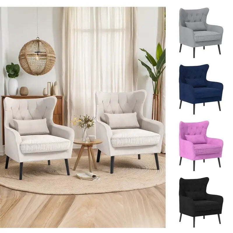 Fauteuil d'appoint en velours avec coussin épais