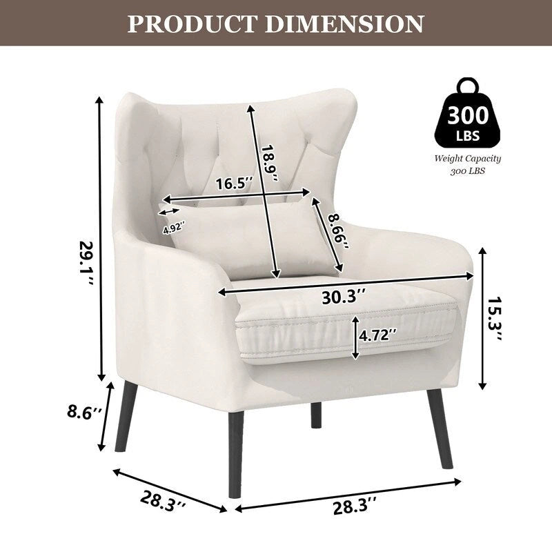 Fauteuil d'appoint en velours avec coussin épais