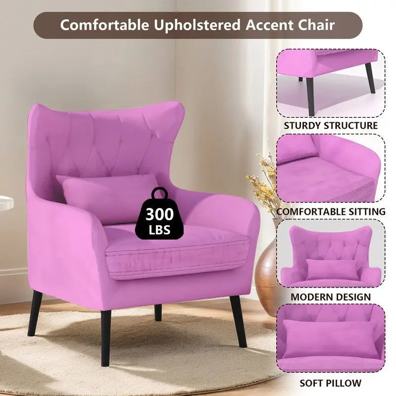 Fauteuil d'appoint en velours avec coussin épais