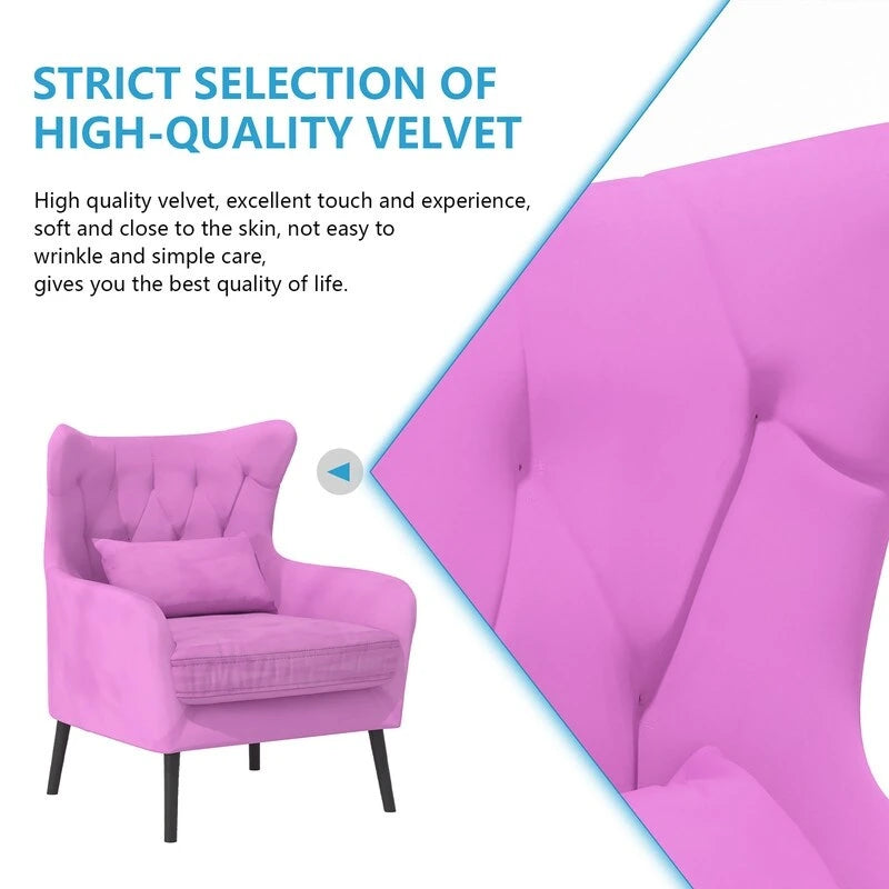 Fauteuil d'appoint en velours avec coussin épais