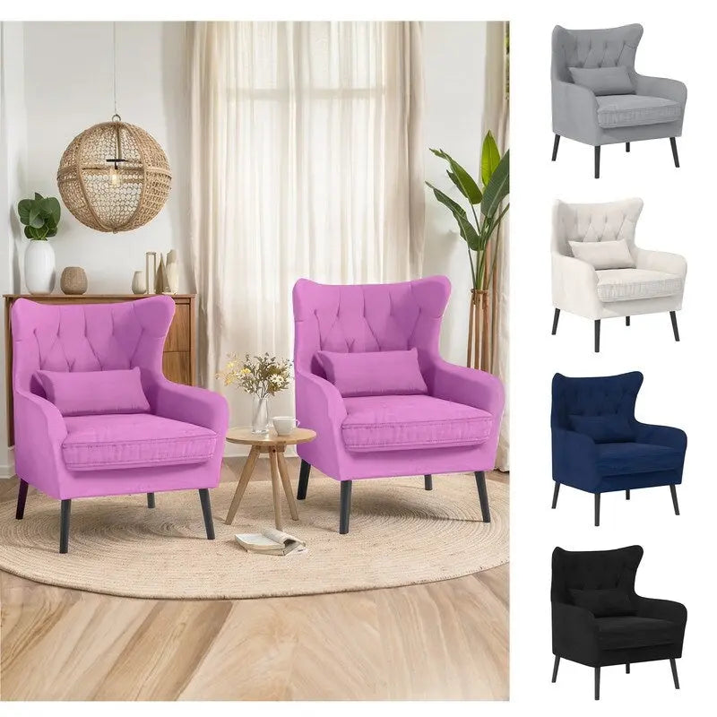 Fauteuil d'appoint en velours avec coussin épais