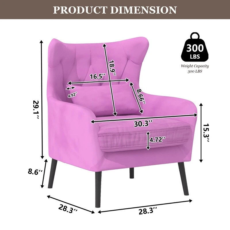 Fauteuil d'appoint en velours avec coussin épais
