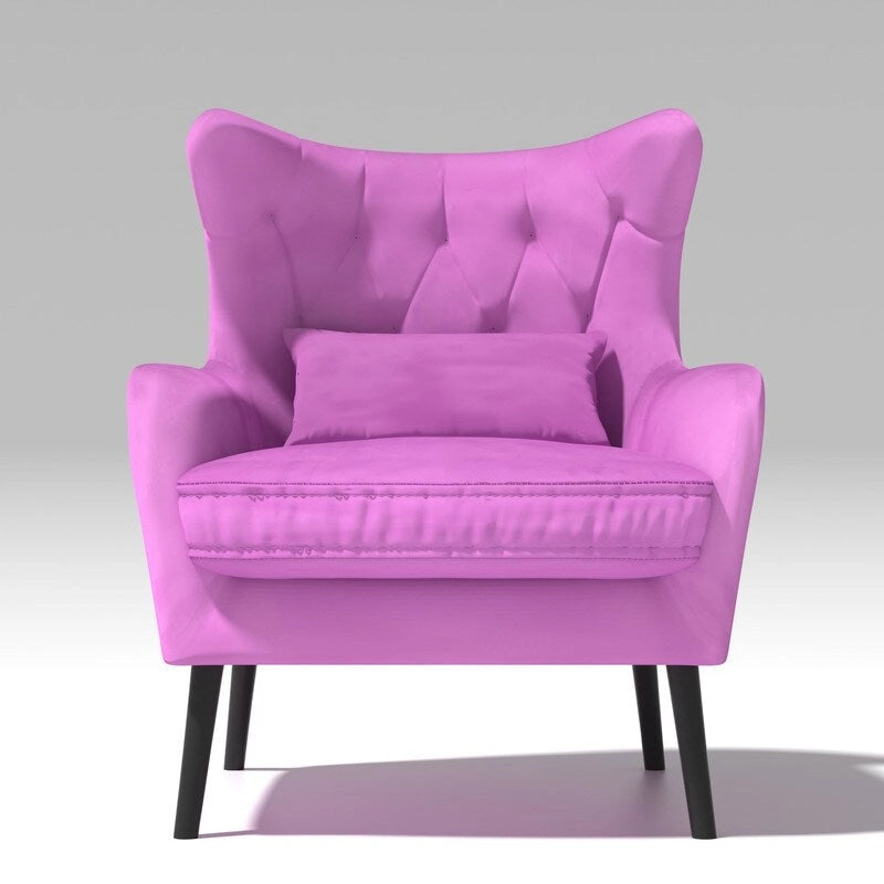 Fauteuil d'appoint en velours avec coussin épais