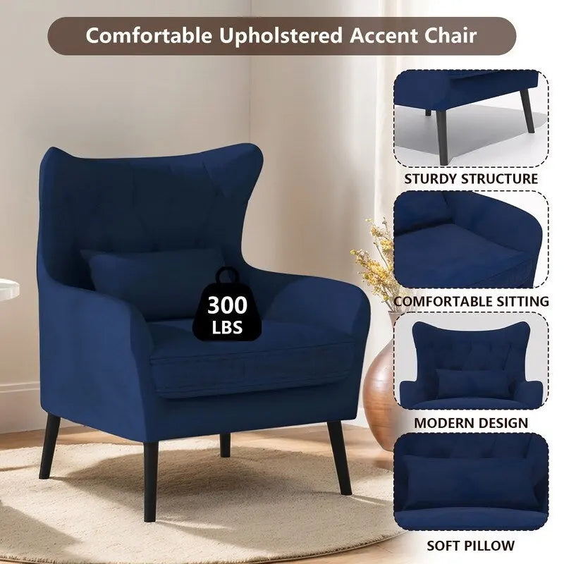 Fauteuil d'appoint en velours avec coussin épais