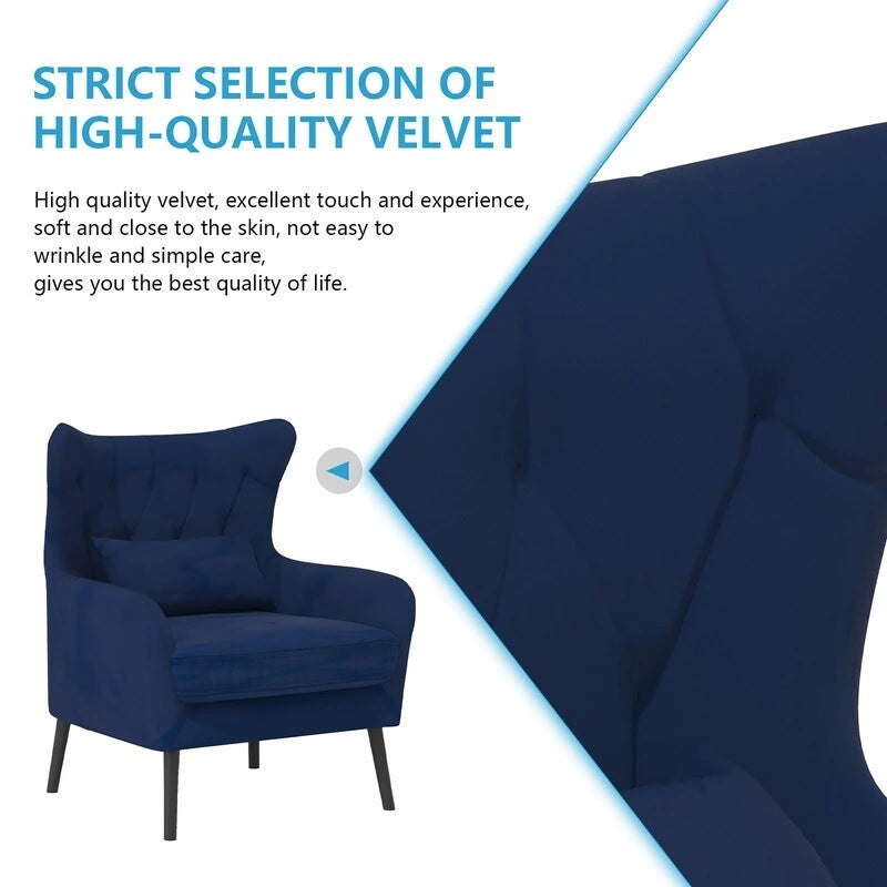 Fauteuil d'appoint en velours avec coussin épais