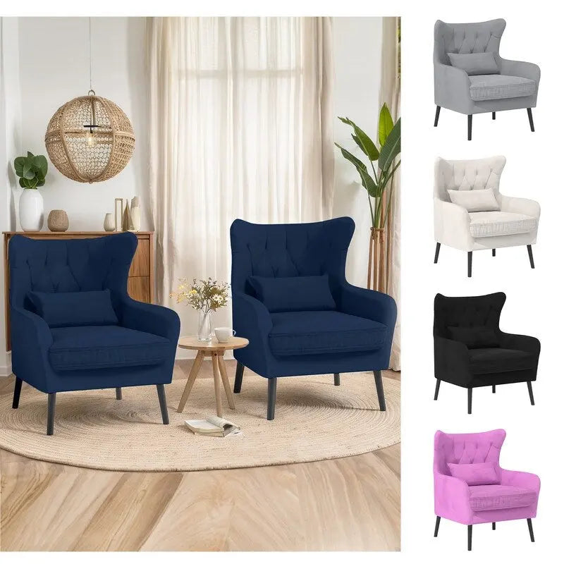 Fauteuil d'appoint en velours avec coussin épais