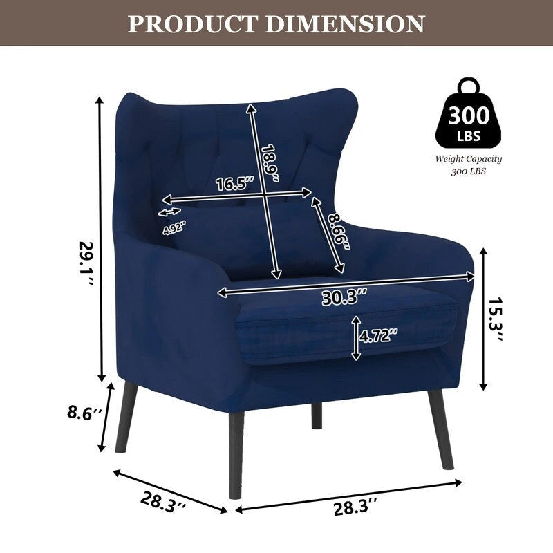 Fauteuil d'appoint en velours avec coussin épais