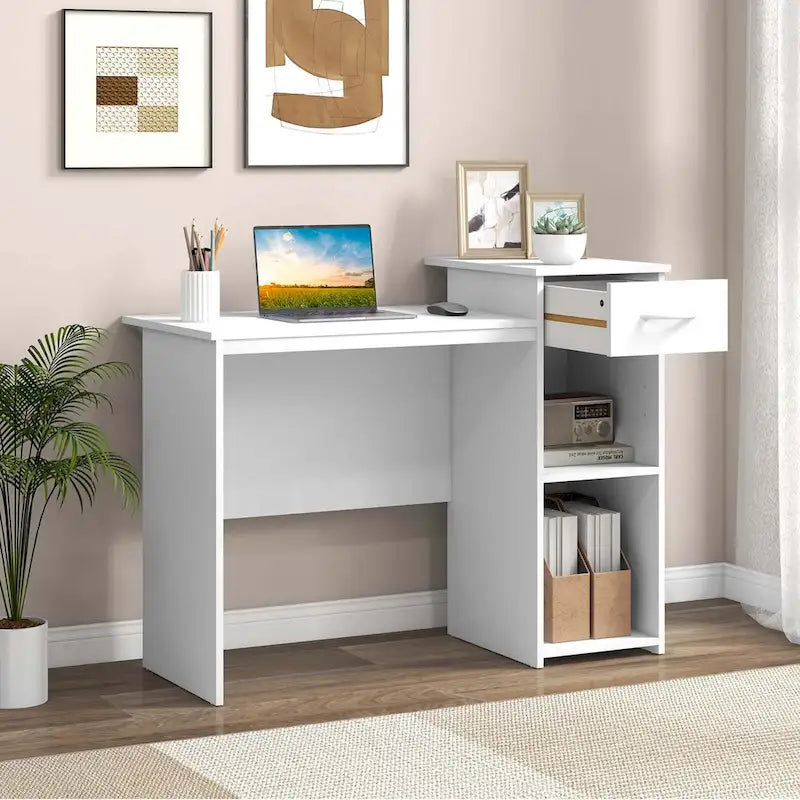 Bureau d'ordinateur avec tiroir et étagère réglable