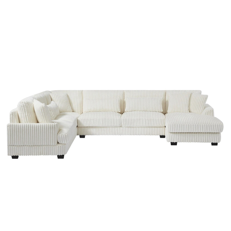Canapé d'angle en velours côtelé en forme de U, canapé rembourré avec coussins pour le salon
