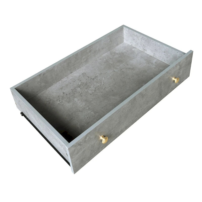 Armoire ouverte avec 2 tringles à vêtements et 3 tiroirs
