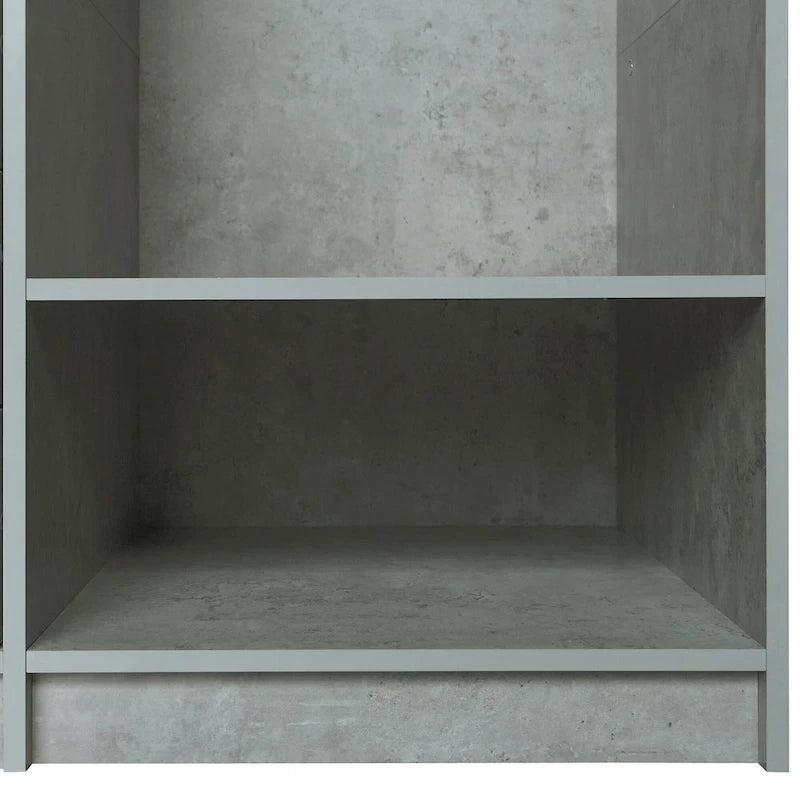 Armoire ouverte avec 2 tringles à vêtements et 3 tiroirs