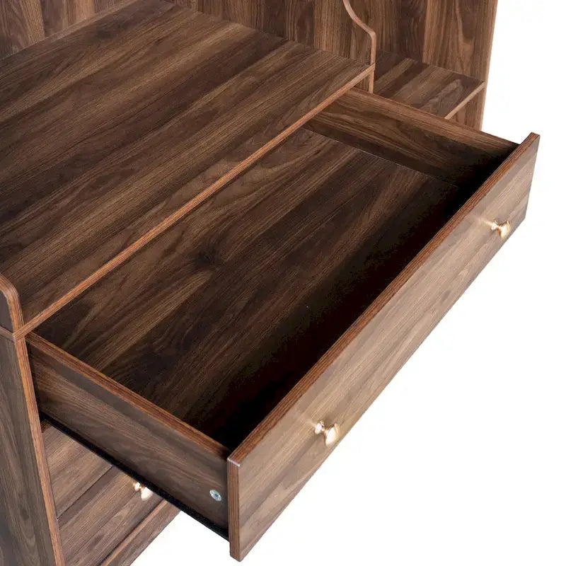 Armoire ouverte avec 2 tringles à vêtements et 3 tiroirs
