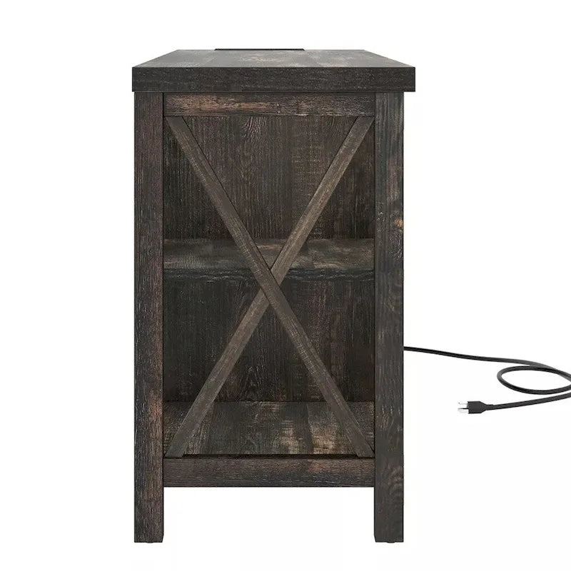 Meuble TV pour téléviseurs de 55/60/65 pouces avec prises électriques - 58 pouces, gris foncé