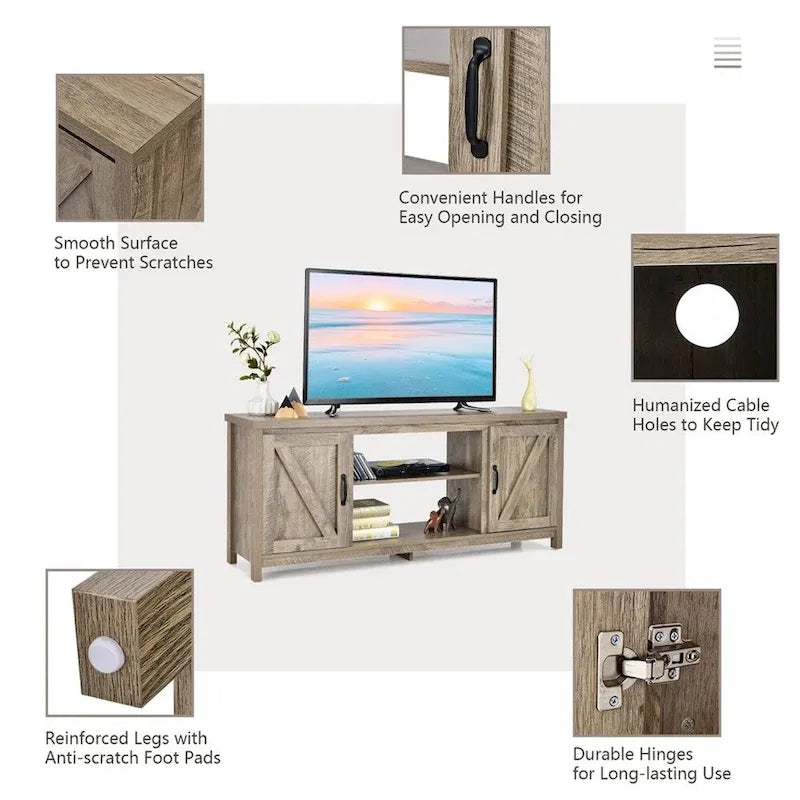Meuble TV 150 cm avec meuble de rangement pour TV 65" - Naturel