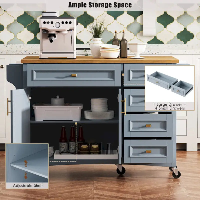 Îlot de cuisine 52" avec rallonge escamotable (tabouret non inclus)