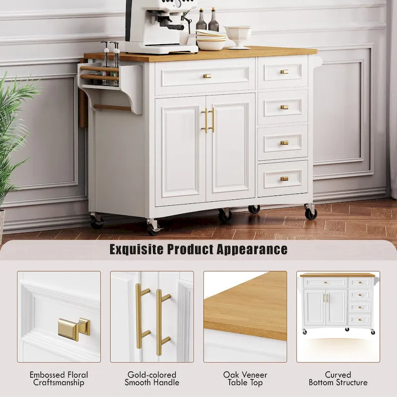 Îlot de cuisine 52" avec rallonge escamotable (tabouret non inclus)