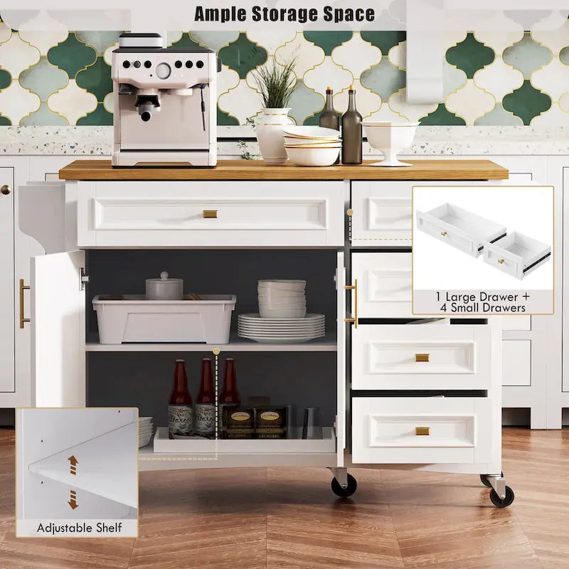 Îlot de cuisine 52" avec rallonge escamotable (tabouret non inclus)