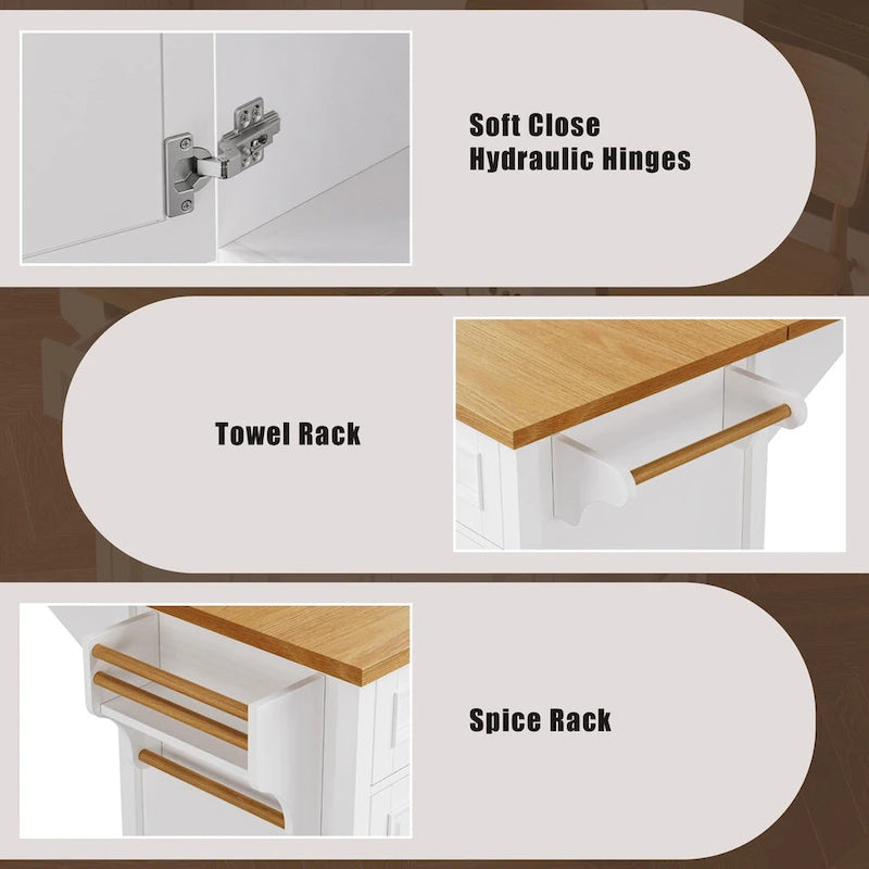 Îlot de cuisine 52" avec rallonge escamotable (tabouret non inclus)