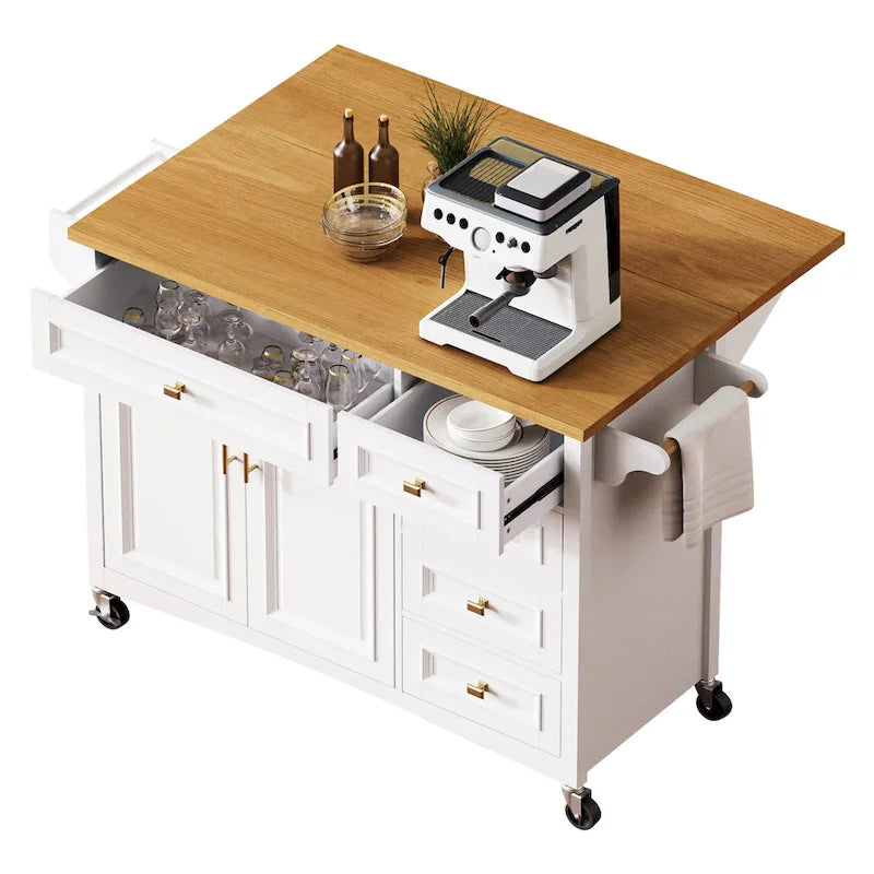 Îlot de cuisine 52" avec rallonge escamotable (tabouret non inclus)