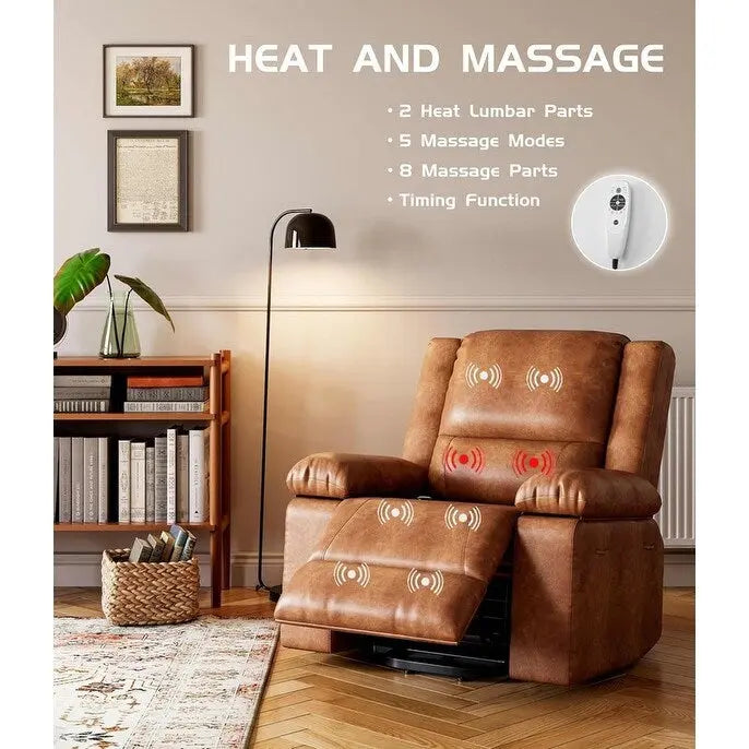 Fauteuil releveur inclinable en cuir avec chauffage et massage