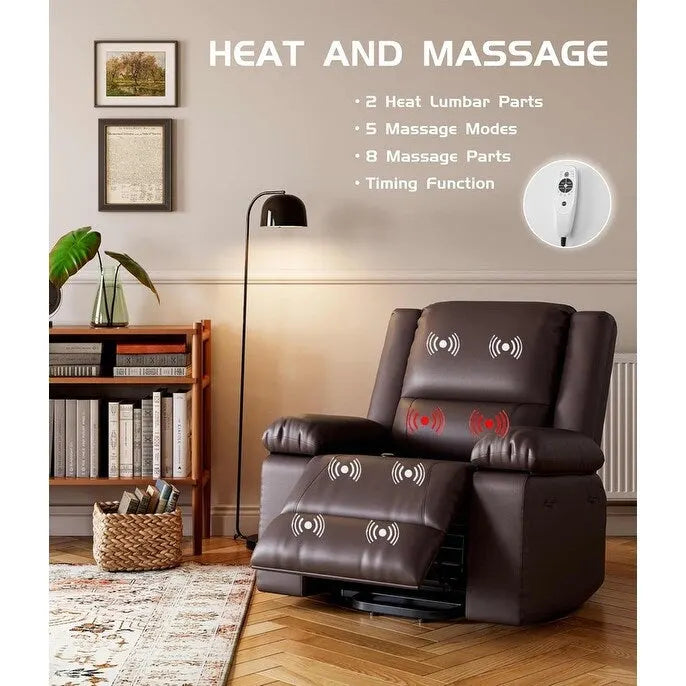 Fauteuil releveur inclinable en cuir avec chauffage et massage