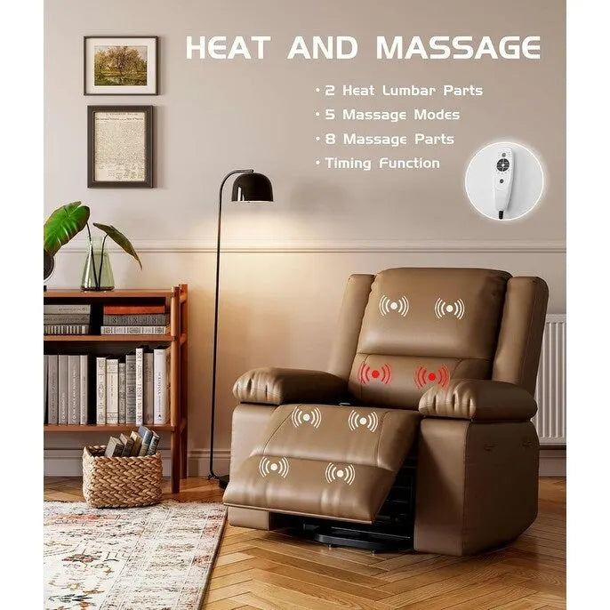 Fauteuil releveur inclinable en cuir avec chauffage et massage