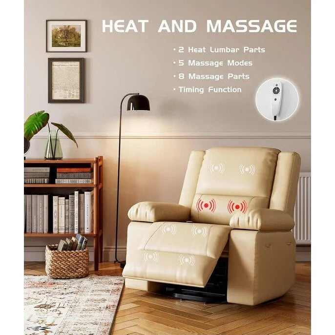 Fauteuil releveur inclinable en cuir avec chauffage et massage