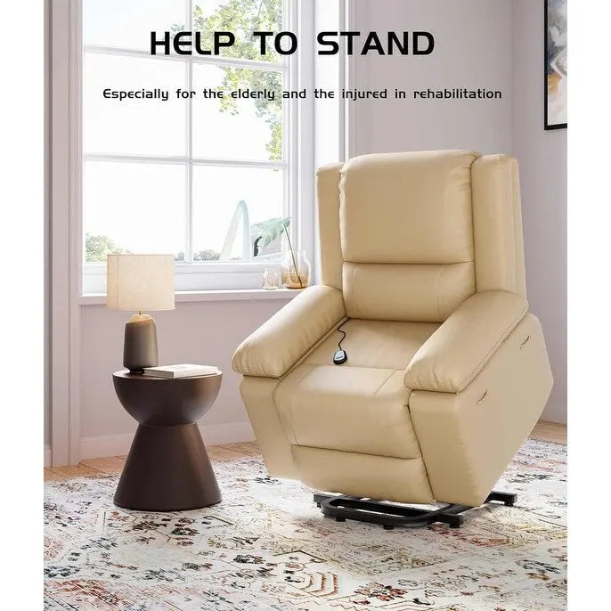 Fauteuil releveur inclinable en cuir avec chauffage et massage