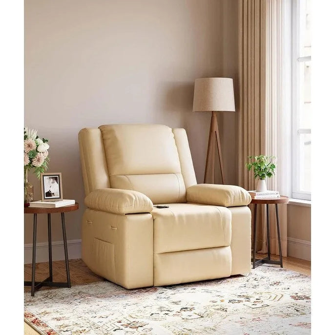 Fauteuil releveur inclinable en cuir avec chauffage et massage