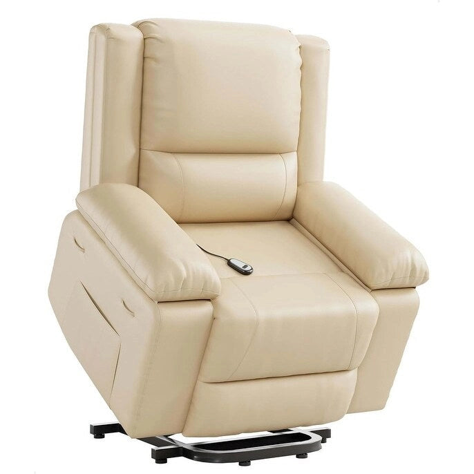 Fauteuil releveur inclinable en cuir avec chauffage et massage