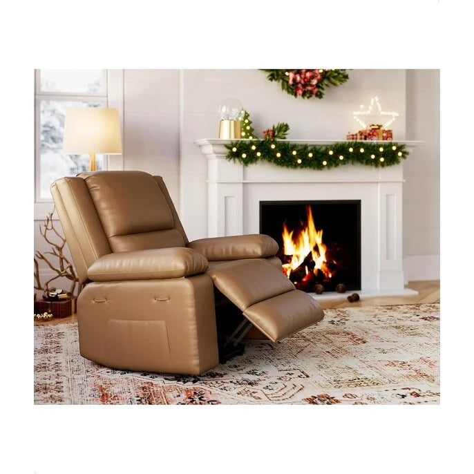 Fauteuil releveur inclinable en cuir avec chauffage et massage