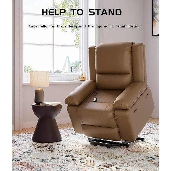 Fauteuil releveur inclinable en cuir avec chauffage et massage