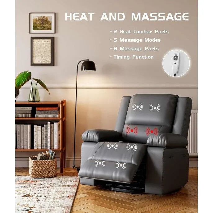 Fauteuil releveur inclinable en cuir avec chauffage et massage