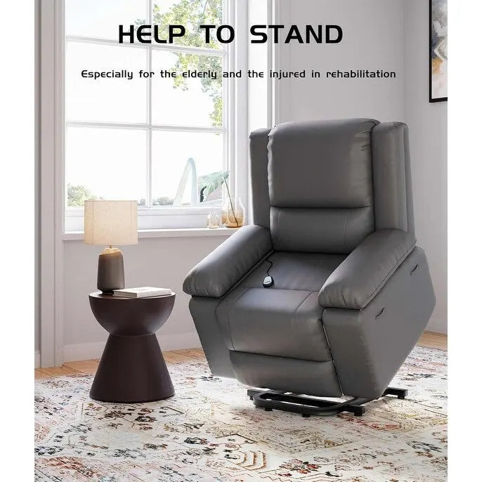 Fauteuil releveur inclinable en cuir avec chauffage et massage