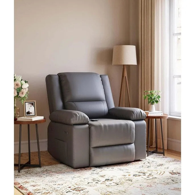 Fauteuil releveur inclinable en cuir avec chauffage et massage