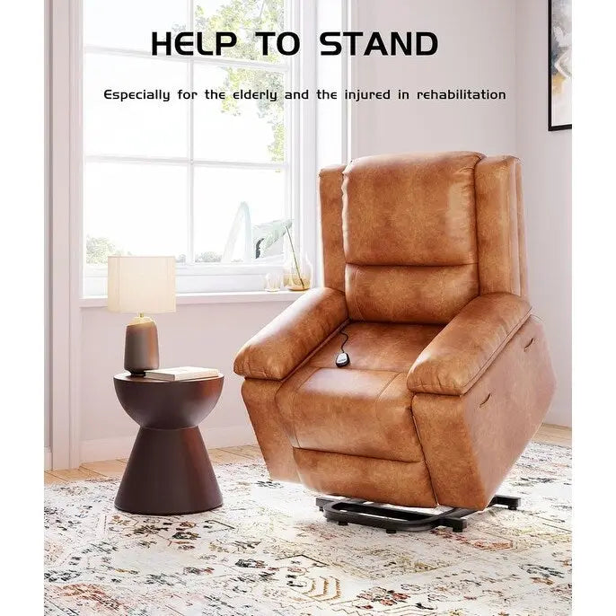 Fauteuil releveur inclinable en cuir avec chauffage et massage