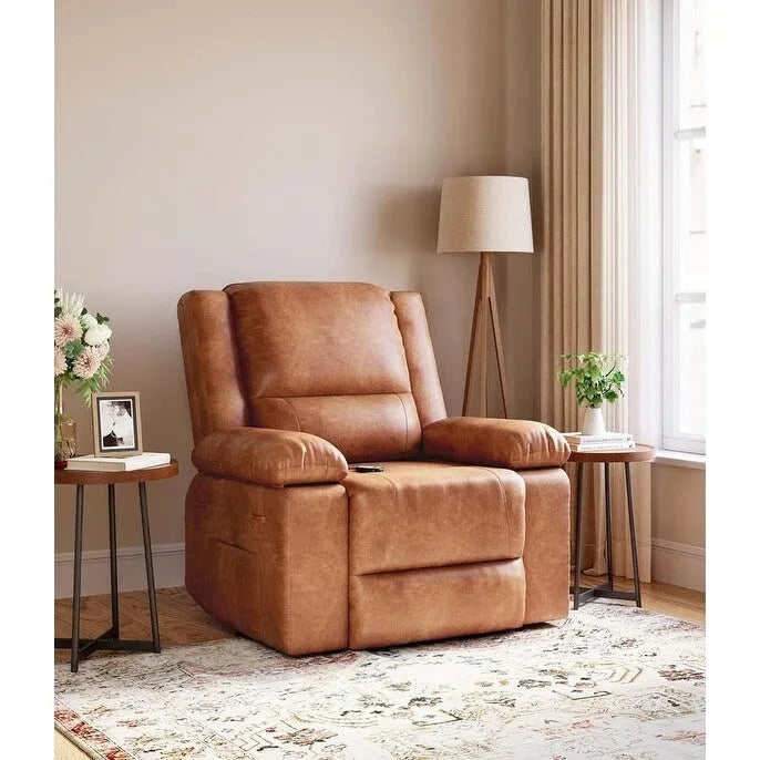 Fauteuil releveur inclinable en cuir avec chauffage et massage