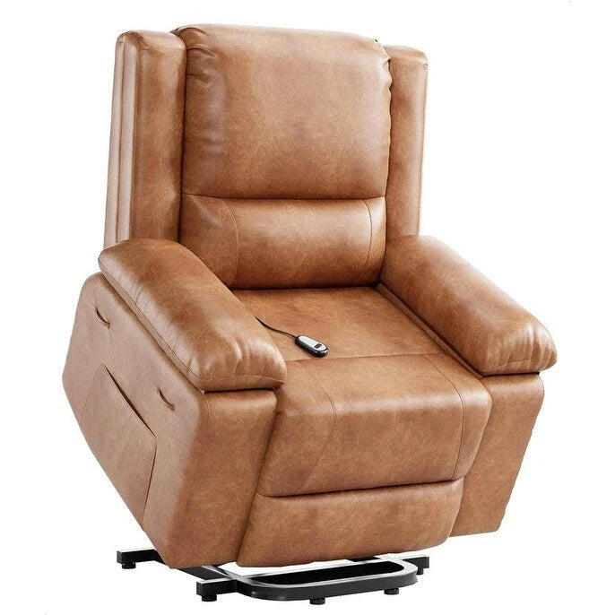 Fauteuil releveur inclinable en cuir avec chauffage et massage
