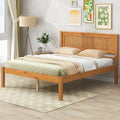 Lit plateforme en bois de pin avec tête de lit et sommier à lattes en bois pour chambre à coucher